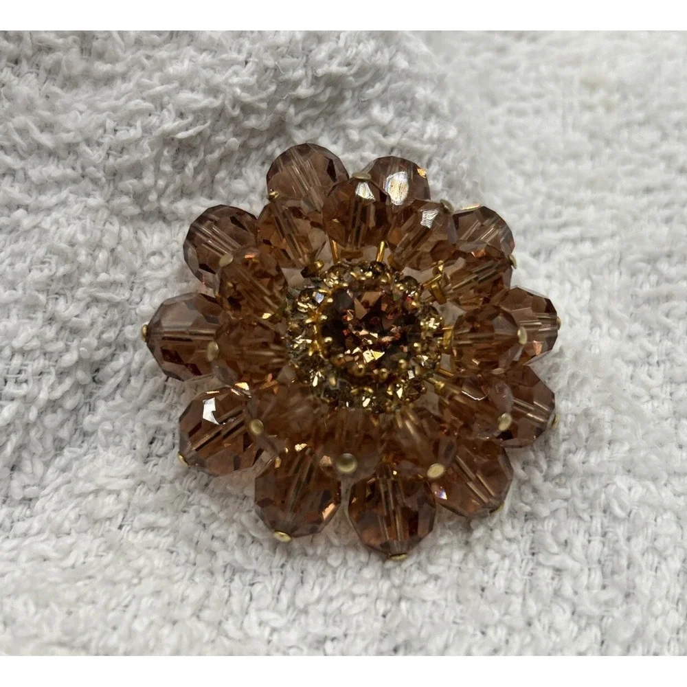 Vintage Austrian Topaz colored Crystal 1.75